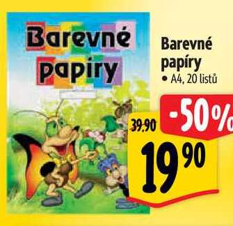 Barevné papíry, 20 listů 