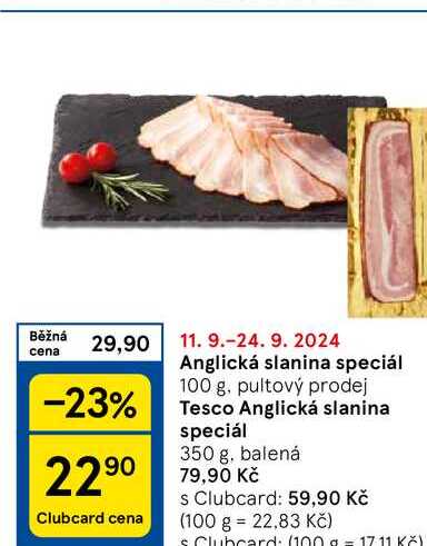 Anglická slanina speciál, 350 g, balená