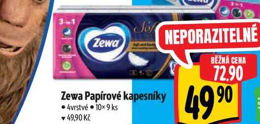   Zewa Papírové kapesníky  4vrstvé  10×9 ks  