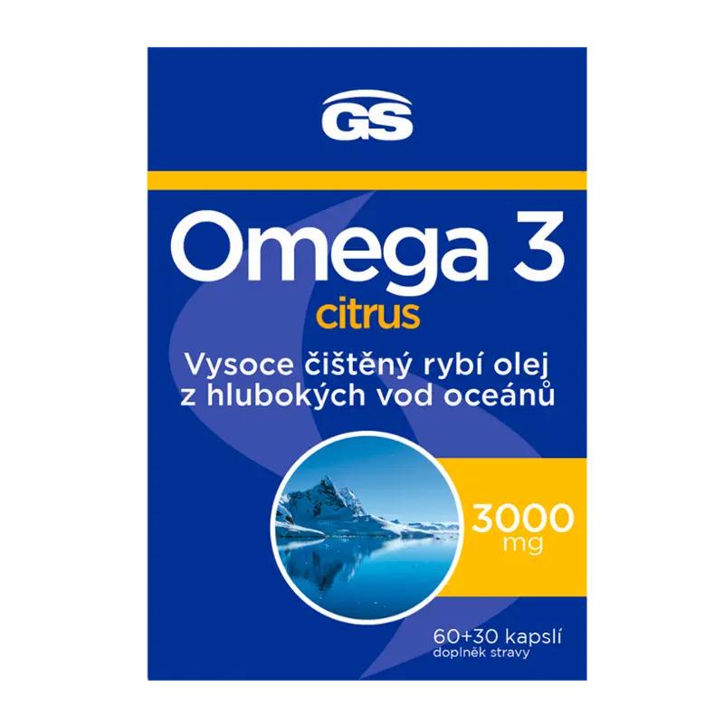 GS Kapsle Omega 3 Citrus + D3, doplněk stravy, 90 ks