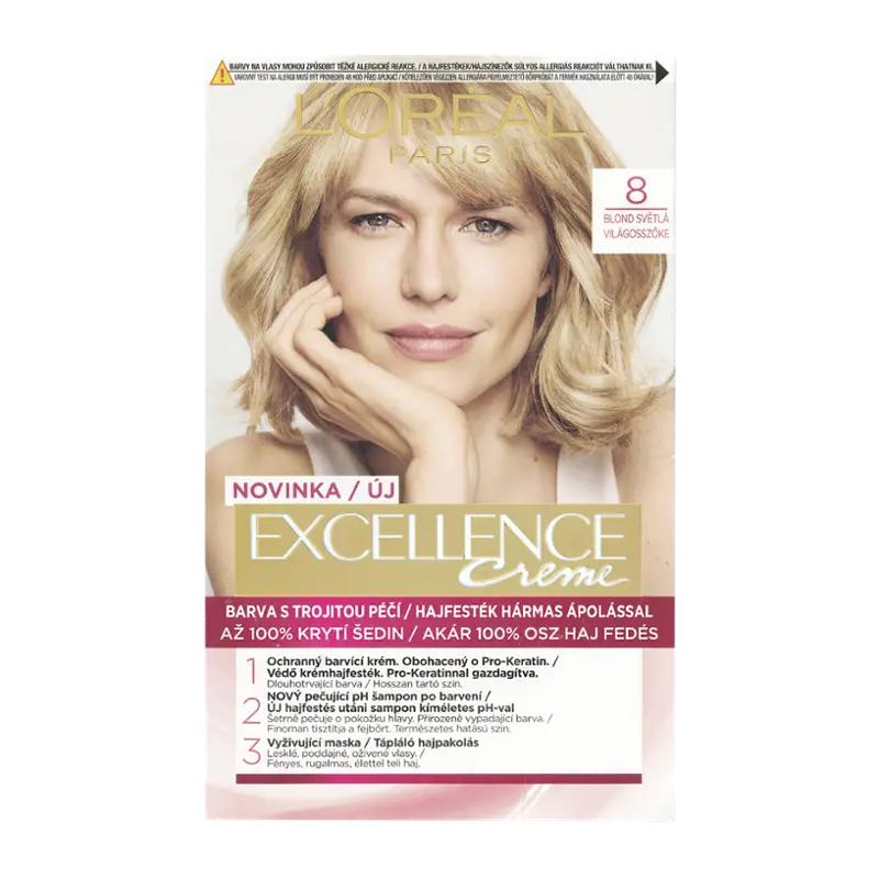 L'Oréal Barva na vlasy Excellence Creme 8 blond světlá, 1 ks