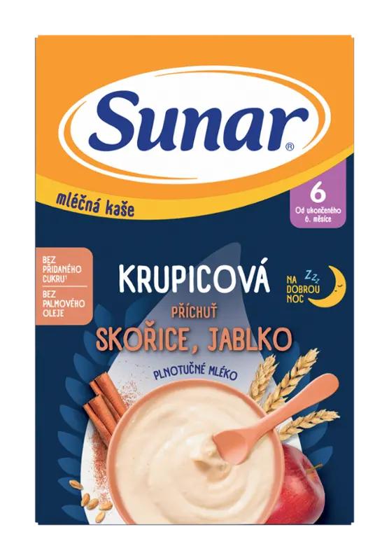 Sunar Mléčná krupicová kaše skořicovo-jablečná, 210 g