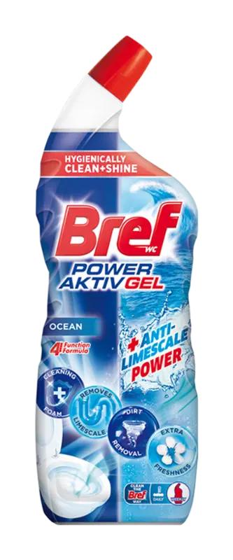 Bref WC čistič  Power Aktiv Gel s efektem osvěžovače vzduchu Ocean, 700 ml