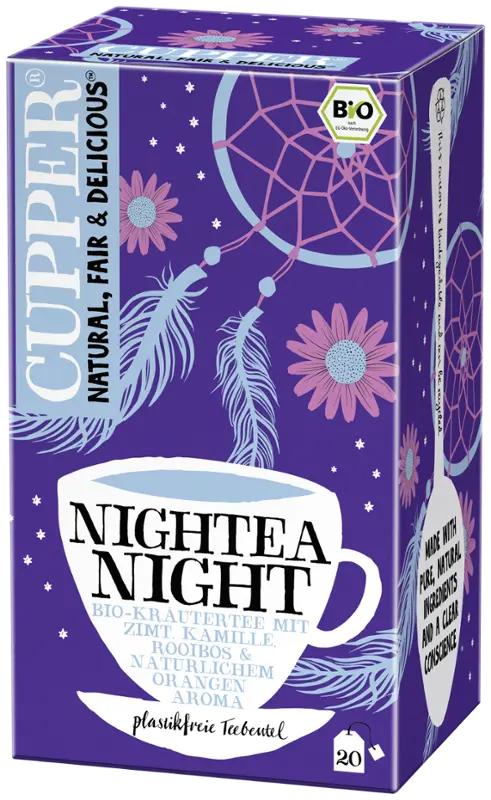 Cupper BIO bylinný čaj se skořicí, heřmánkem, rooibosem a pomerančovou příchutí Nightea Night, 40 g