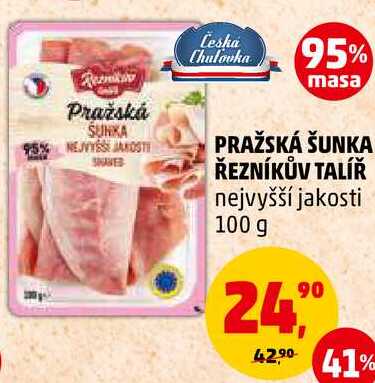 PRAŽSKÁ ŠUNKA ŘEZNÍKŮV TALÍŘ nejvyšší jakosti, 100 g