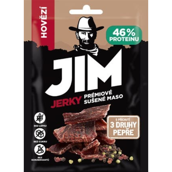 Jim Jerky Hovězí 3 pepře