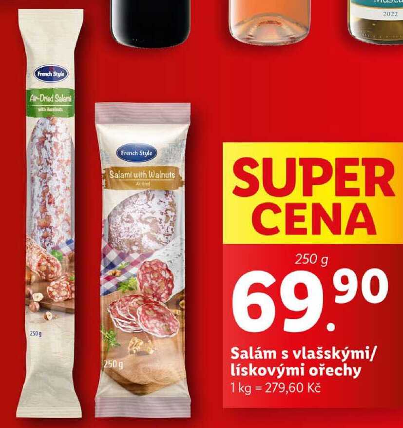 Salám s vlašskými/lískovými ořechy, 250 g