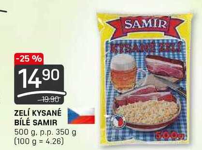 ZELÍ KYSANÉ BÍLÉ SAMIR 500 g. p.p. 350 g 