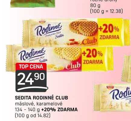 SEDITA RODINNÉ CLUB máslové, karamelové 134 - 140 g 