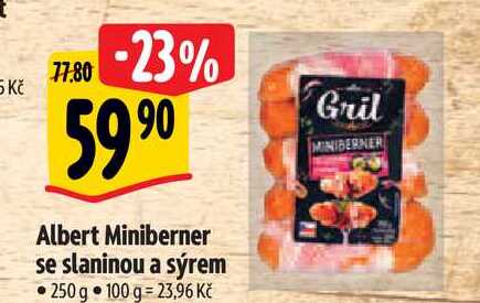 Albert Miniberner se slaninou a sýrem, 250 g