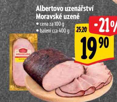 Albertovo uzenářství Moravské uzené, cena za 100 g