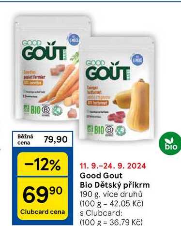 Good Gout Bio Dětský příkrm, 190 g