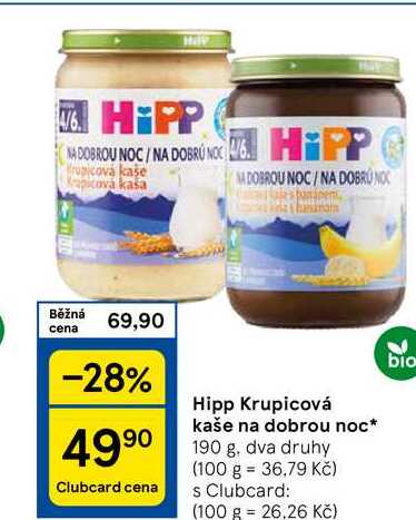 Hipp Krupicová kaše na dobrou noc, 190 g