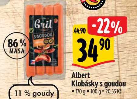  Albert Klobásky s goudou 170 g 