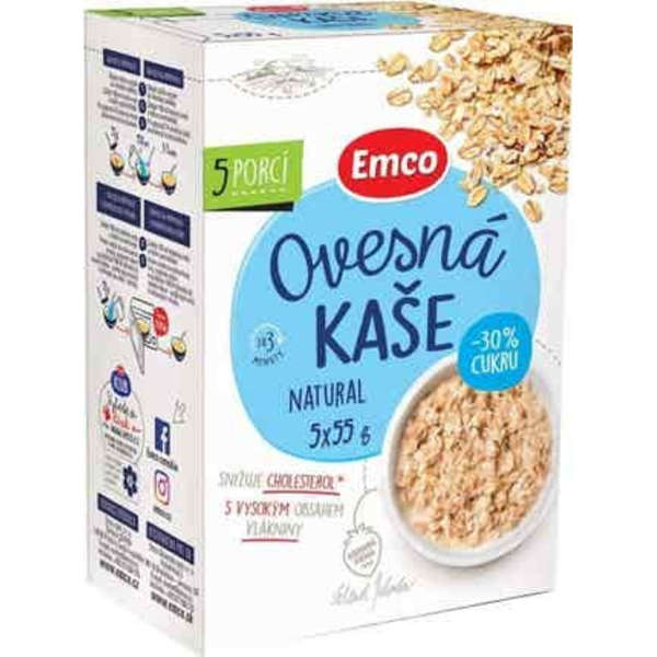 Emco Ovesná kaše natural (s -30% cukru) 5x55 g