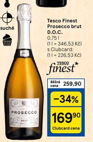 Tesco Finest Prosecco brut D.O.C., 0.75 l