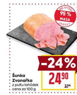 Šunka Zvonařka z pultu lahůdek cena za 100 g