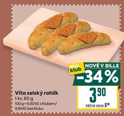 Vita selský rohlík 1 ks, 60 g