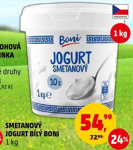 SMETANOVÝ JOGURT BÍLÝ BONI, 1 kg