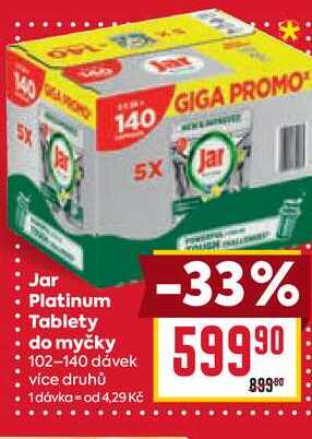 Jar Platinum Tablety do myčky 102-140 dávek 