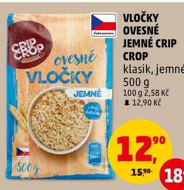 VLOČKY OVESNÉ JEMNÉ CRIP CROP klasik, 500 g