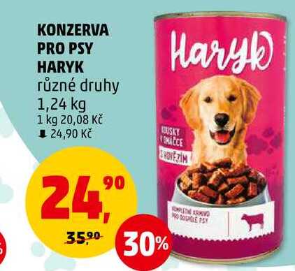 KONZERVA PRO PSY HARYK různé druhy, 1,24 kg