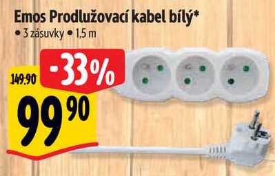 Emos Prodlužovací kabel bílý* 