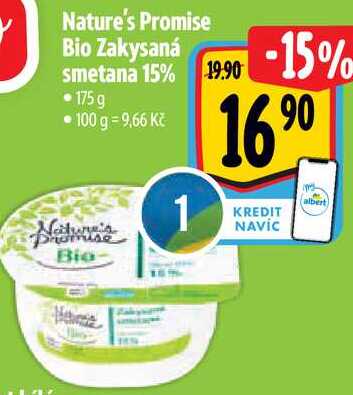 Nature's Promise Bio Zakysaná smetana 15%, 175 g  