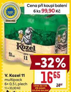 V. Kozel 11 multipack 6x 0,5l, plech 