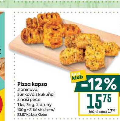 Pizza kapsa slaninová, šunková s kukuřicí z naší pece 1 ks, 75 g