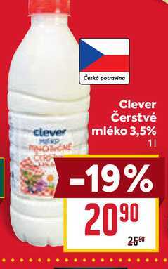 Clever Čerstvé mléko 3,5% 1l