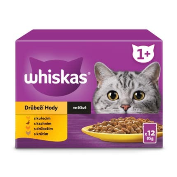 Whiskas Kapsičky drůbeží výběr ve šťávě pro dospělé kočky 12x85g