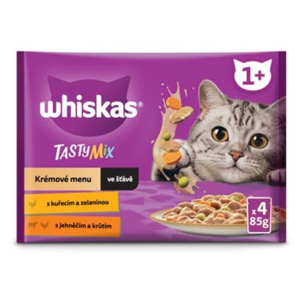 Whiskas Tasty Mix Creamy Creations kapsičky ve šťávě pro dospělé kočky 4x85g