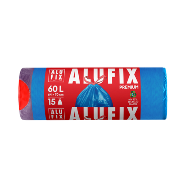 Alufix Pytle na odpadky zatahovací 60 l, 15 ks, LDPE  modré