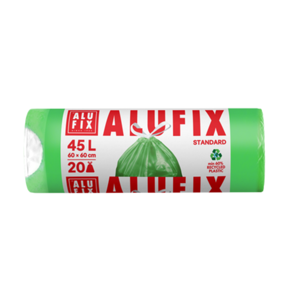 Alufix Pytle na odpadky zatahovací 45 l, 20 ks, 15 µm, 60 x 60 cm, HDPE  zelené