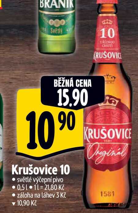 Krušovice 10° pivo výčepní světlé 0,5l