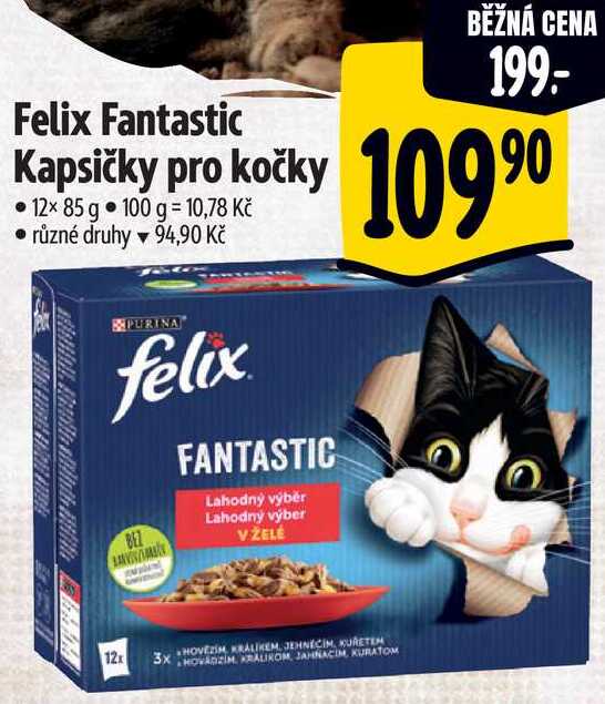 Felix Fantastic Kapsičky pro kočky, 12x 85 g