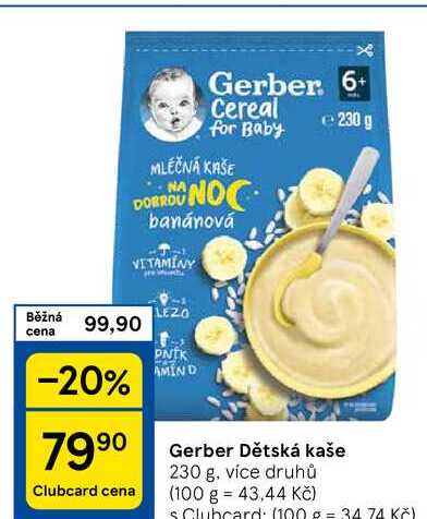 Gerber Dětská kaše, 230 g, více druhů 