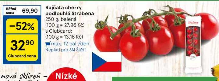 Rajčata cherry podlouhlá Strabena, 250 g