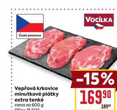 Vepřová krkovice minutkové plátky extra tenké cena za 600 g