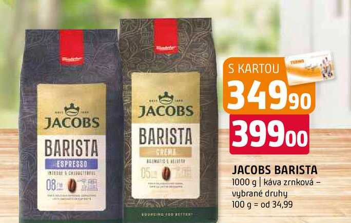 Jacobs barista 1000 g káva zrnková vybrané druhy 