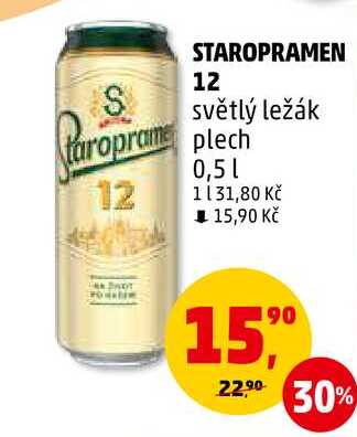 STAROPRAMEN 12 světlý ležák, 0,5 l 