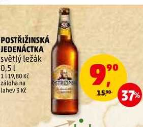 POSTŘIŽINSKÁ JEDENÁCTKA světlý ležák, 0,5 l