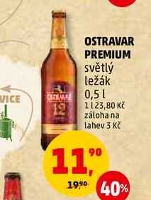 OSTRAVAR PREMIUM světlý ležák, 0,5 l