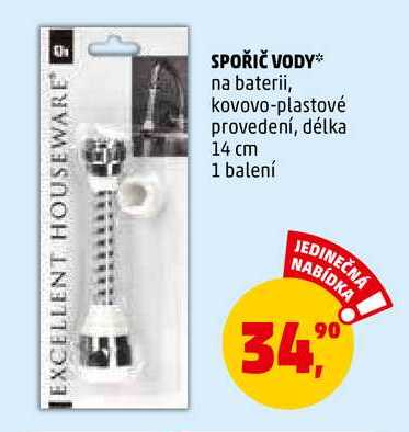 SPOŘIČ VODY na baterii, kovovo-plastové provedení, 1 ks