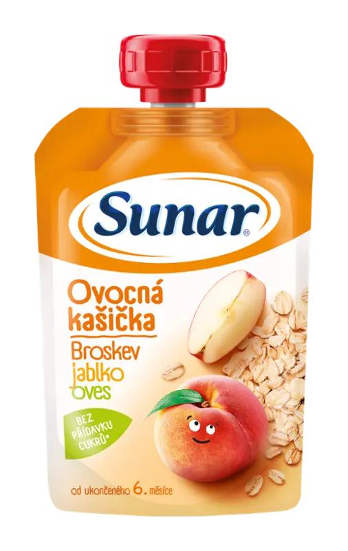 Sunar Ovocná kašička s cereáliemi jablko a broskev, 120 g