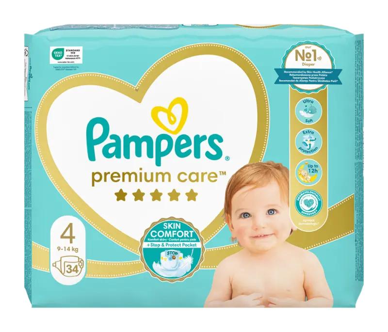 Pampers Plenky Premium Care 9 - 14 kg, vel. 4, 34 ks