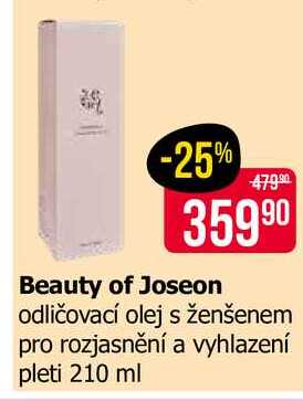 Beauty of Joseon odličovací olej s ženšenem pro rozjasnění a vyhlazení pleti 210 ml 