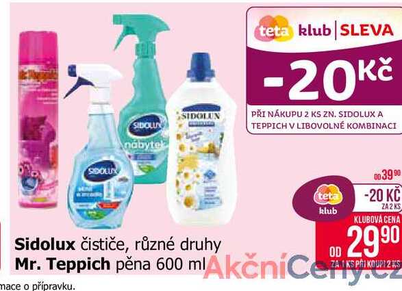 Sidolux čističe, různé druhy