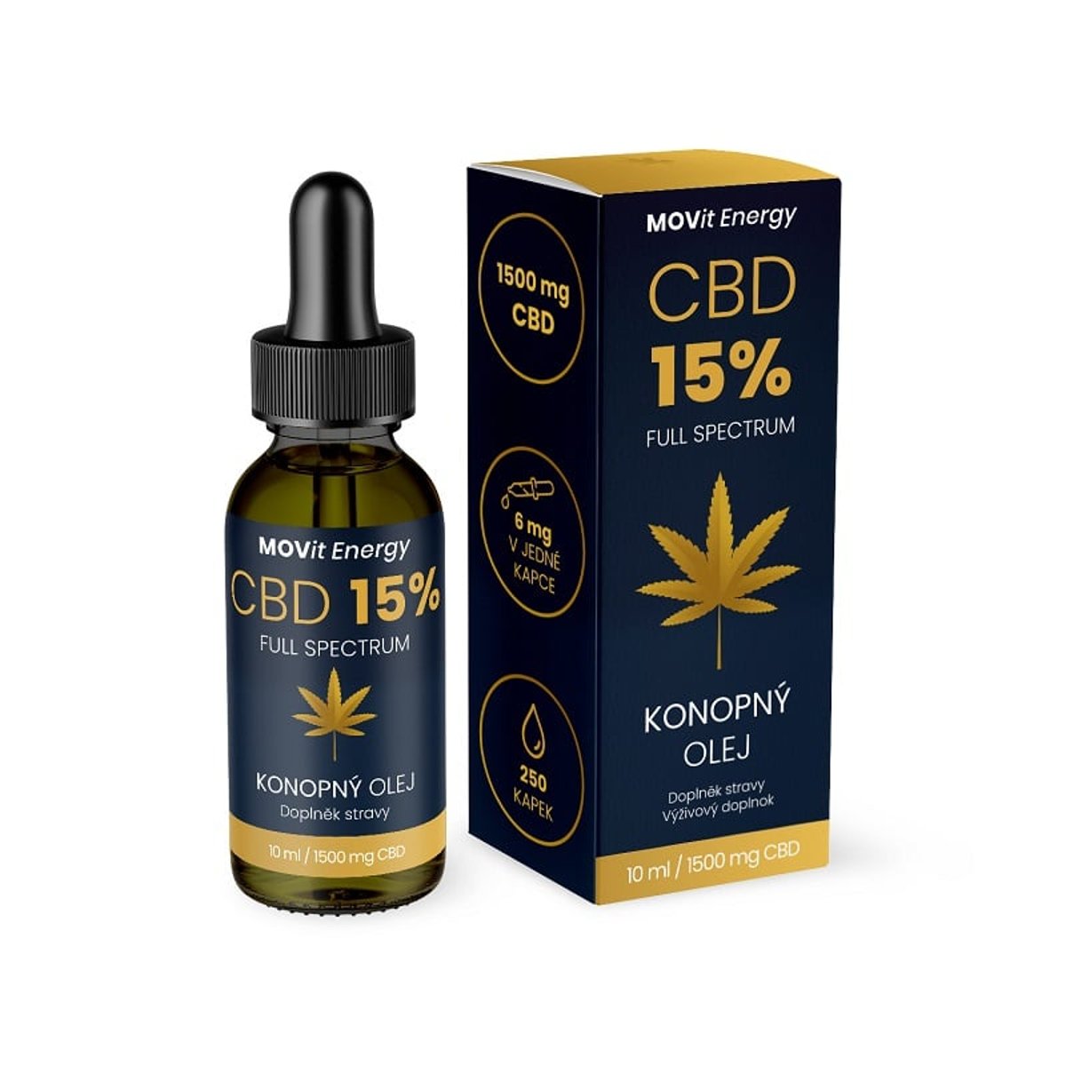 MOVit CBD 15% Full Spectrum konopný olej 10ml